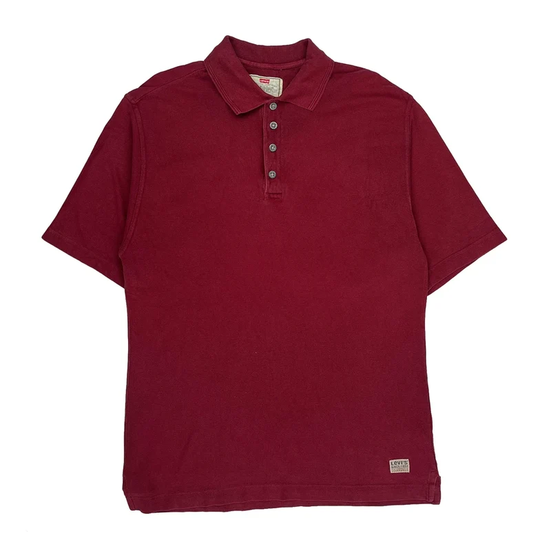 Levis Polo Shirt - Medium Burgundy Cotton