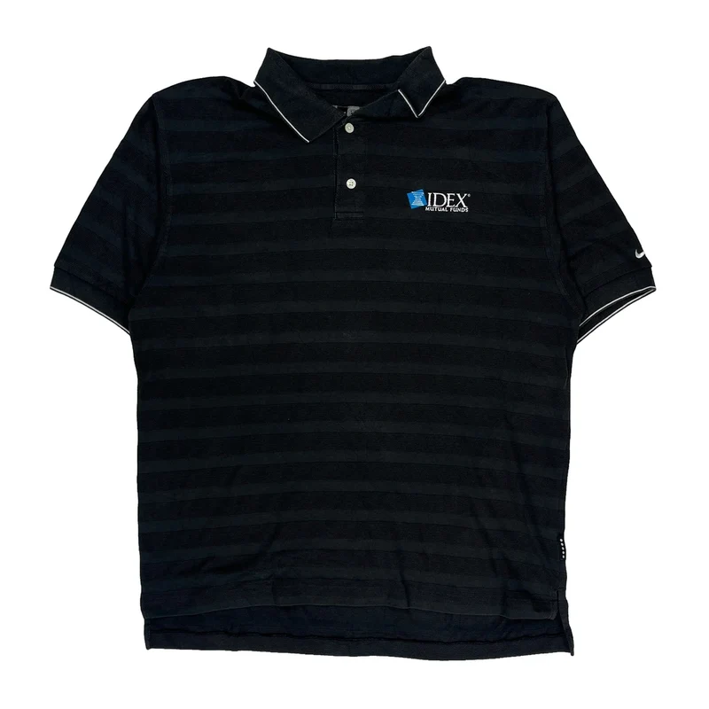 Idex Logo Nike Golf Striped Polo Shirt - Large Black Cotton
