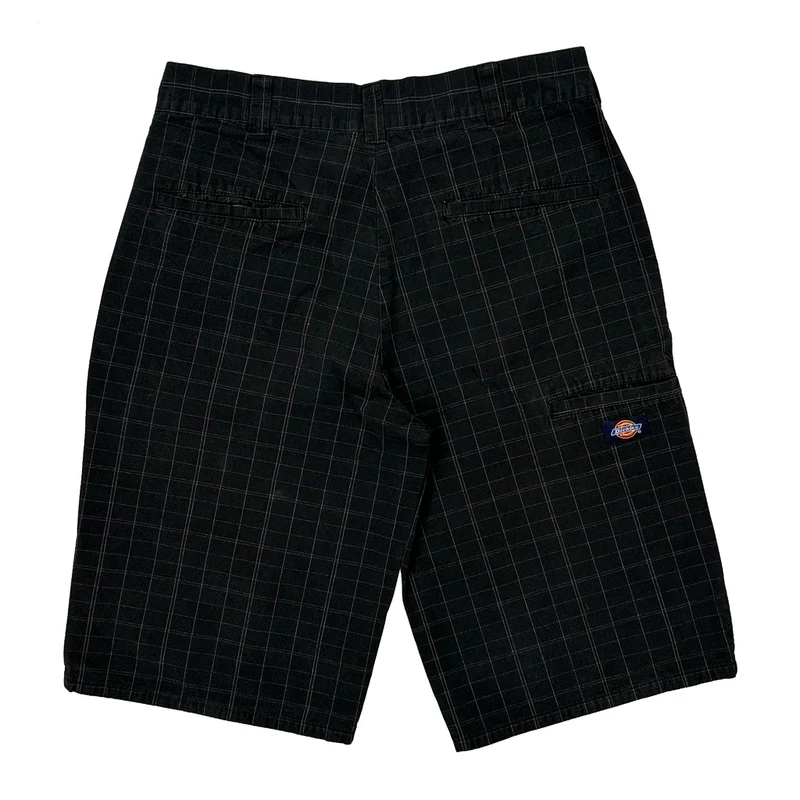 Dickies Checked Shorts - 30W 12L Black Cotton
