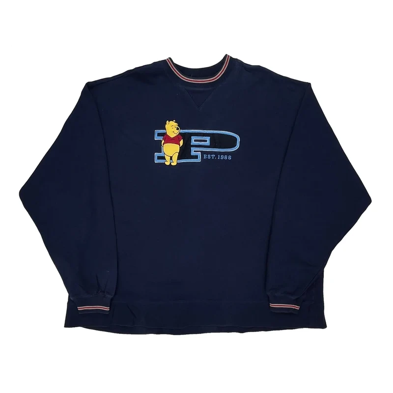 Winnie The Pooh Disney Cartoon Sweatshirt - 2XL Navy Cotton