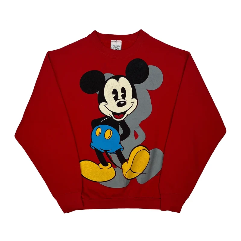 Mickey Mouse Mickey & Co. Cartoon Sweatshirt - Large Red Cotton Blend