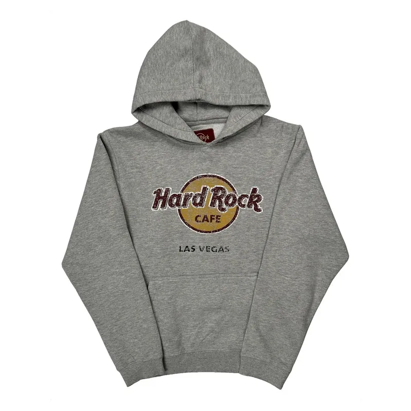 Las Vegas Hard Rock Cafe Graphic Hoodie - Medium Grey Cotton Blend