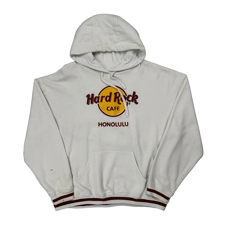 Honolulu Hard Rock Cafe Graphic Hoodie - XL White Cotton