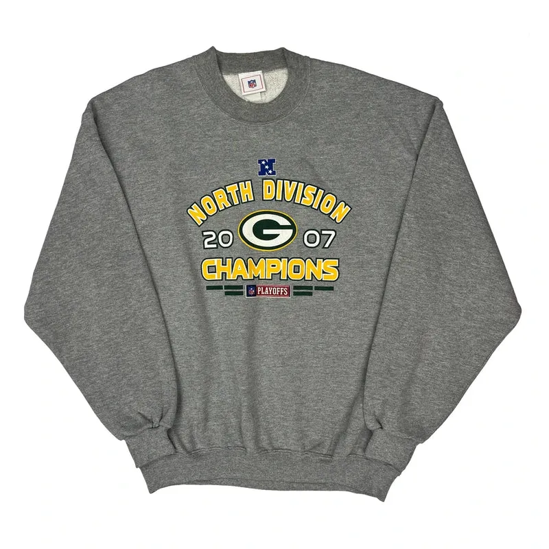 Green Bay Packers Nfl Football Sweatshirt - Large Grey Cotton