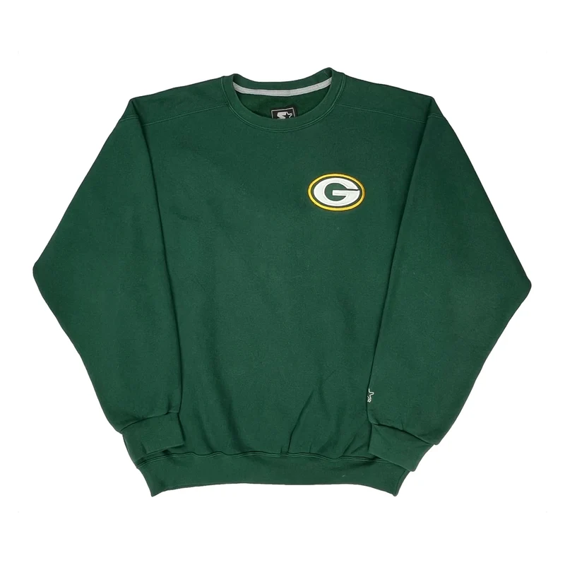 Green Bay Packers Starter Football Sweatshirt - Large Green Cotton