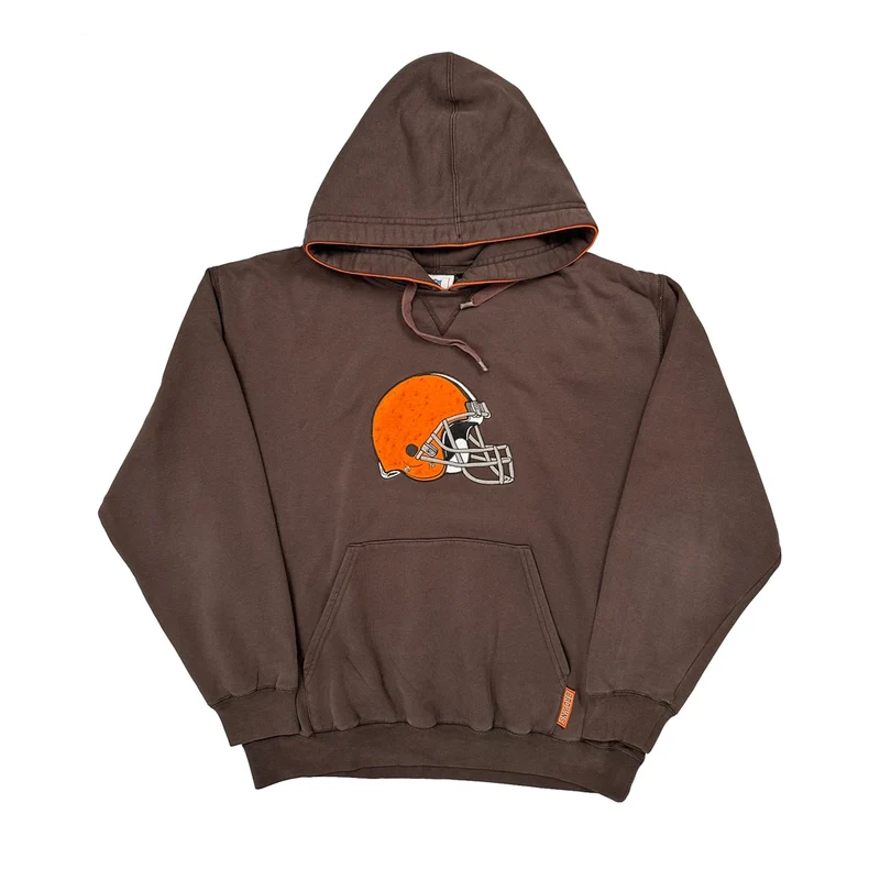 Cleveland Browns Nfl Football Hoodie - Medium Brown Cotton Blend