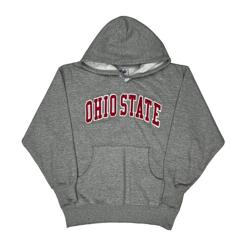 Ohio State Majestic College Hoodie - Large Grey Cotton Blend