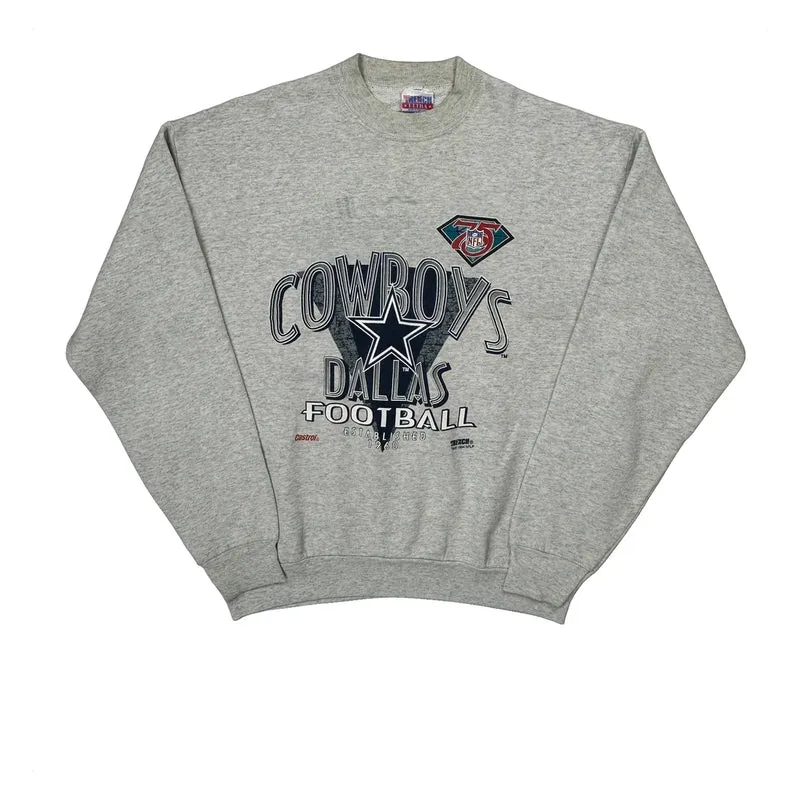 Made In USA Trench Dallas Cowboys Sweatshirt - XL Grey Cotton Blend