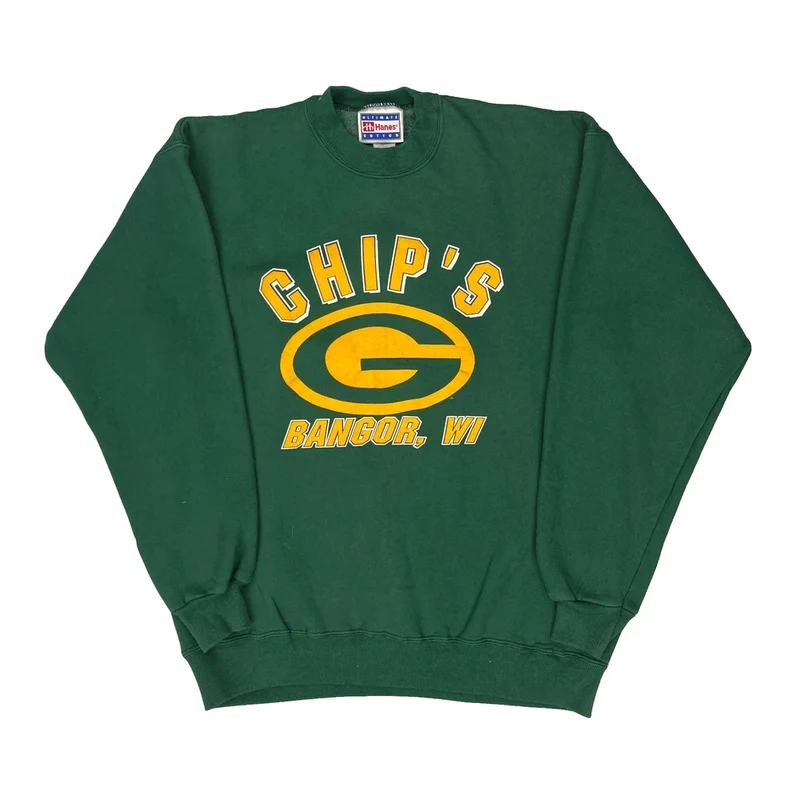 Bangor, Wi Hanes Graphic Sweatshirt - Medium Green Cotton