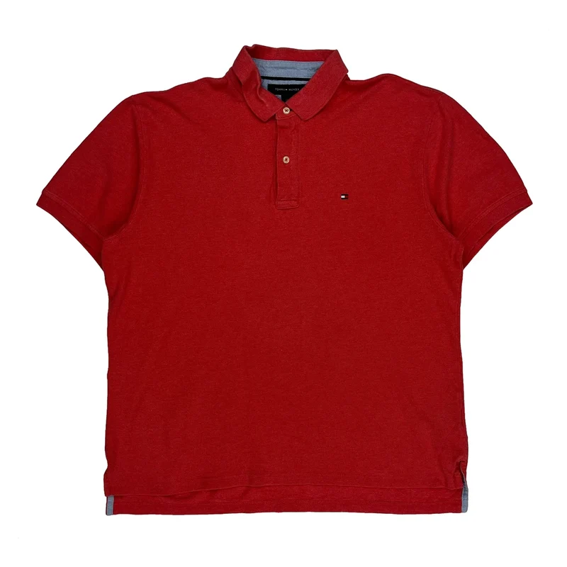 Tommy Hilfiger Polo Shirt - Large Red Cotton