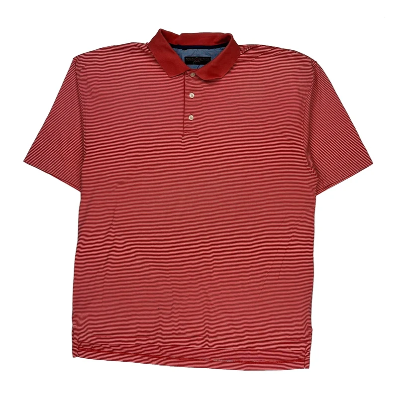 Tommy Hilfiger Striped Polo Shirt - Medium Red Cotton