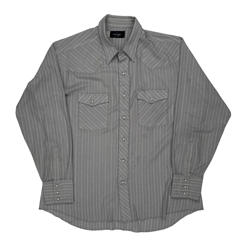 Wrangler Striped Shirt - XL Grey Cotton