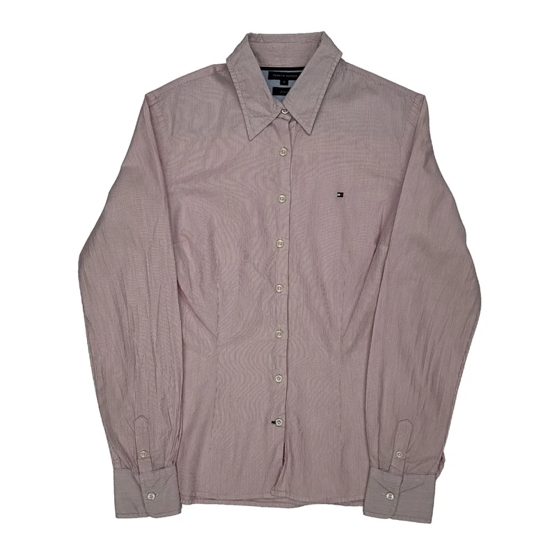 Tommy Hilfiger Striped Shirt - Small Pink Cotton