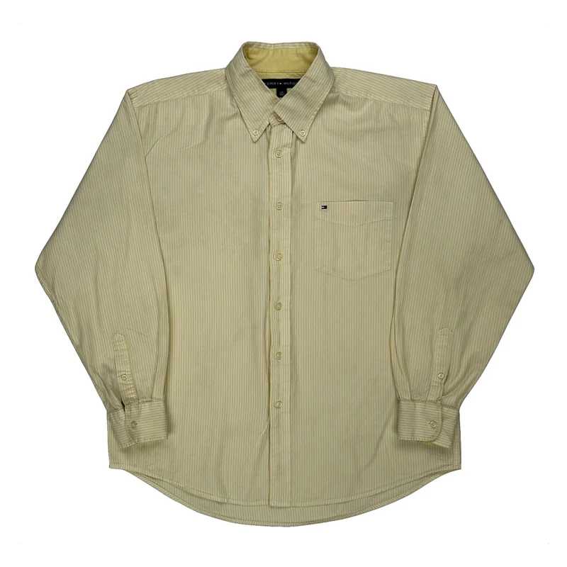 Tommy Hilfiger Striped Shirt - Large Yellow Cotton