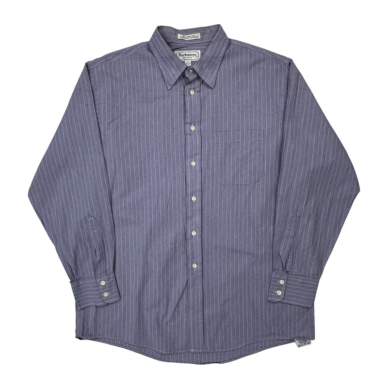 Made In USA Burberry Striped Shirt - Large Purple Cotton