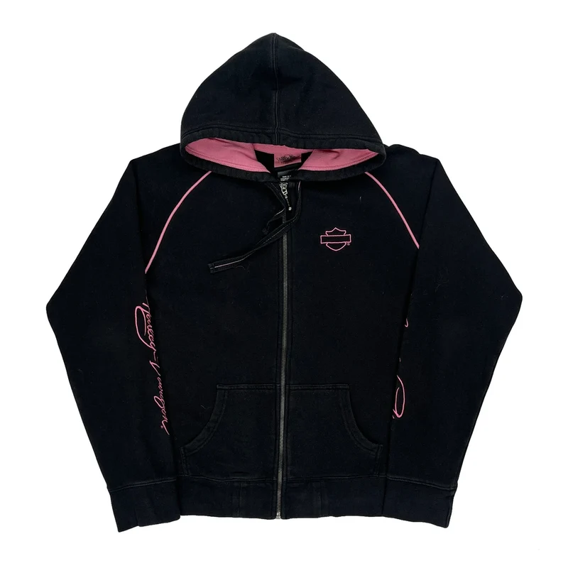 Motorcycle Harley Davidson Graphic Hoodie - XL Black Cotton Blend