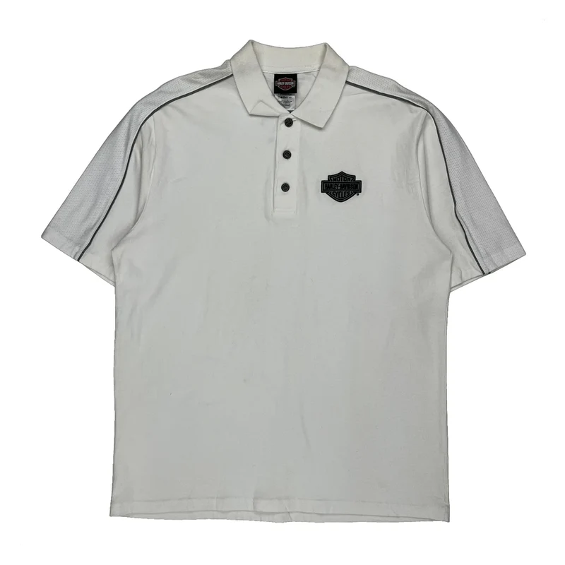Sauk Prairie Harley-Davidson Harley Davidson Polo Shirt - Large White Cotton