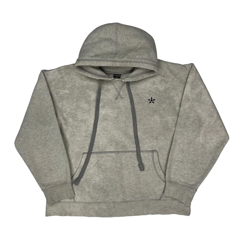 Faded Avirex Hoodie - Medium Grey Cotton Blend