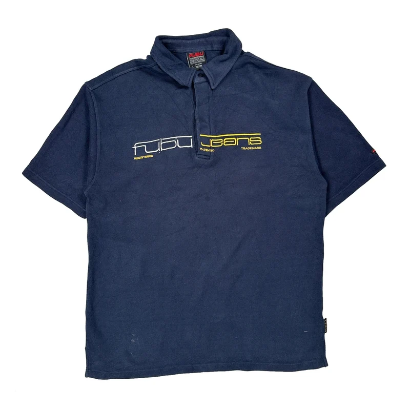 Fubu Spellout Polo Shirt - Large Blue Cotton