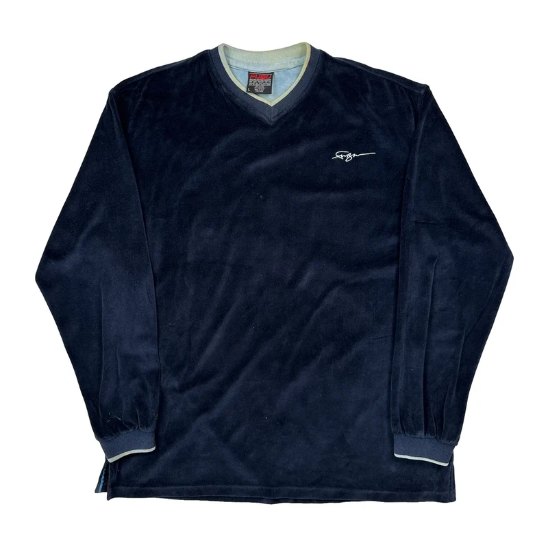 Embroidered Logo Fubu Fleece - Large Navy Cotton Blend