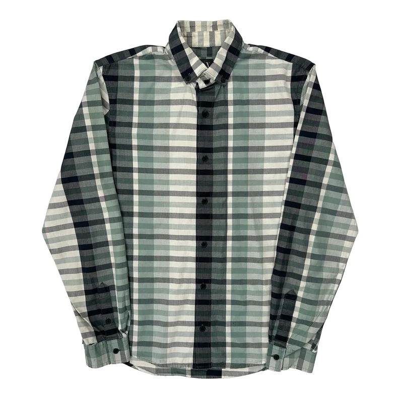 Armani Exchange Checked Shirt - Small Green Cotton