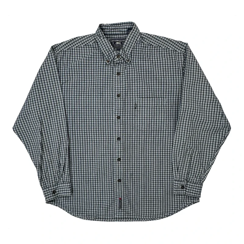 Levis Checked Shirt - XL Blue Cotton