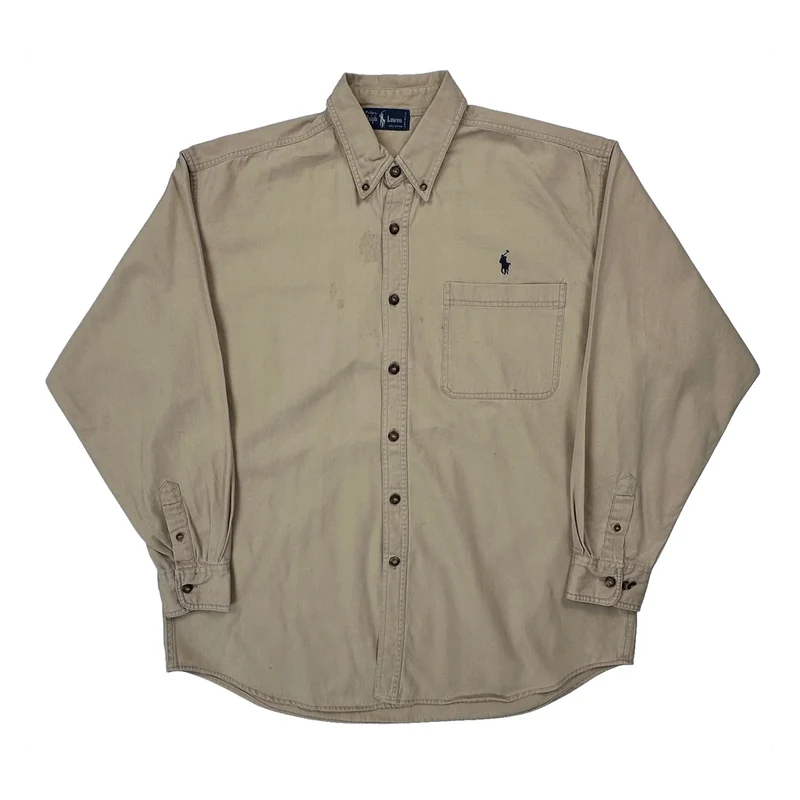 Polo By Ralph Lauren Shirt - XL Beige Cotton