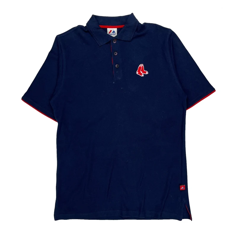 Boston Red Sox Majestic Polo Shirt - Medium Navy Cotton