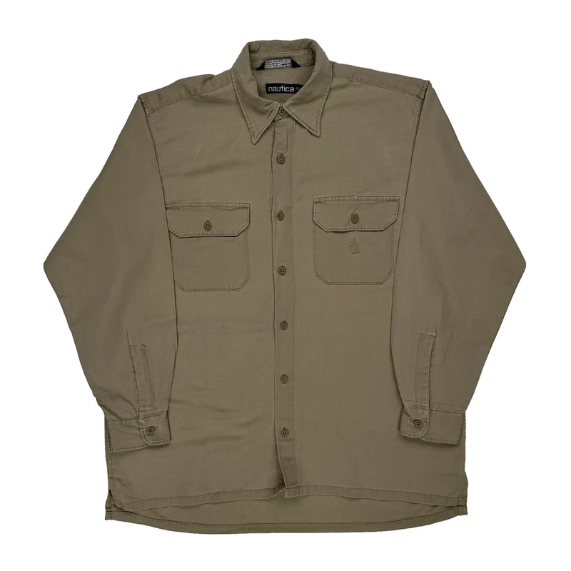 Nautica Shirt - Large Beige Cotton