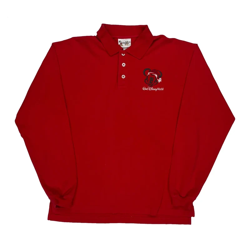 Walt Disney World Disney Graphic Polo Shirt - Small Red Cotton