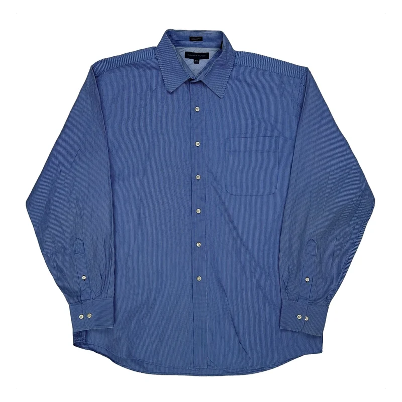 Tommy Hilfiger Striped Shirt - Large Blue Cotton