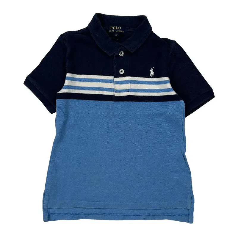 Age 4 Polo By Ralph Lauren Striped Polo Shirt - Small Blue Cotton
