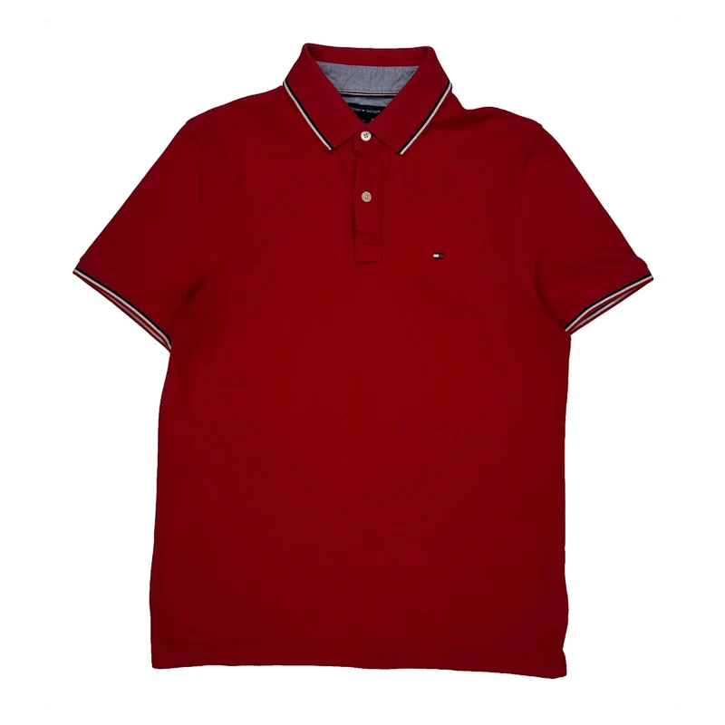 Tommy Hilfiger Polo Shirt - Medium Red Cotton