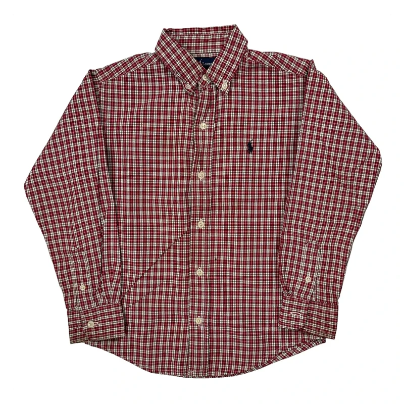 Age 5 Ralph Lauren Checked Shirt - Small Red Cotton