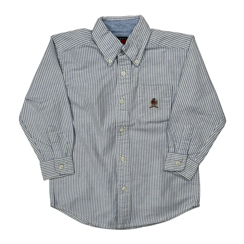 Age 4 Tommy Hilfiger Striped Shirt - Small Blue Cotton