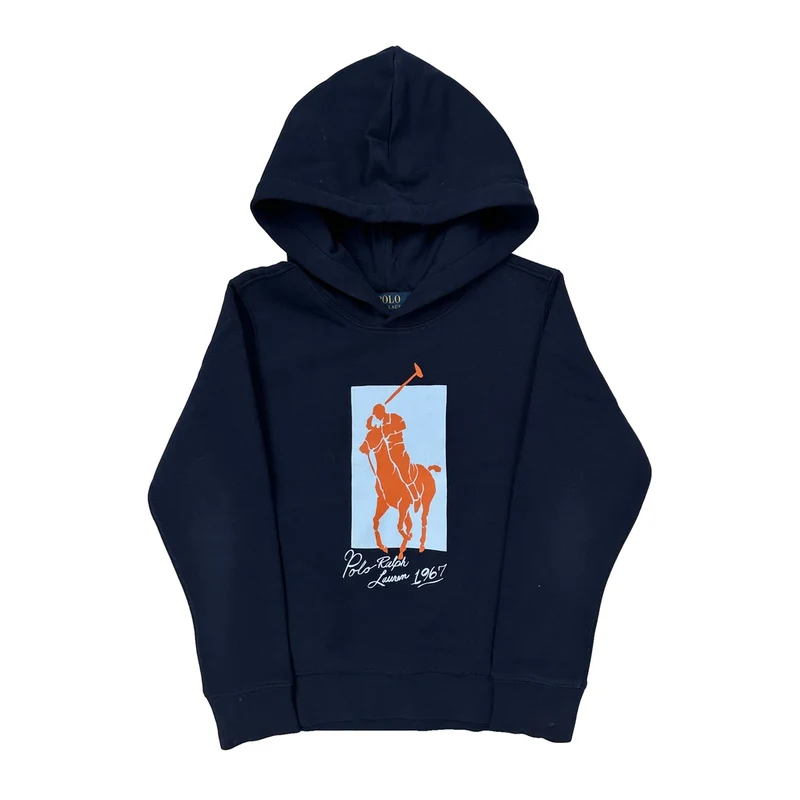 Age 6-7 Polo By Ralph Lauren Graphic Hoodie - Small Navy Cotton