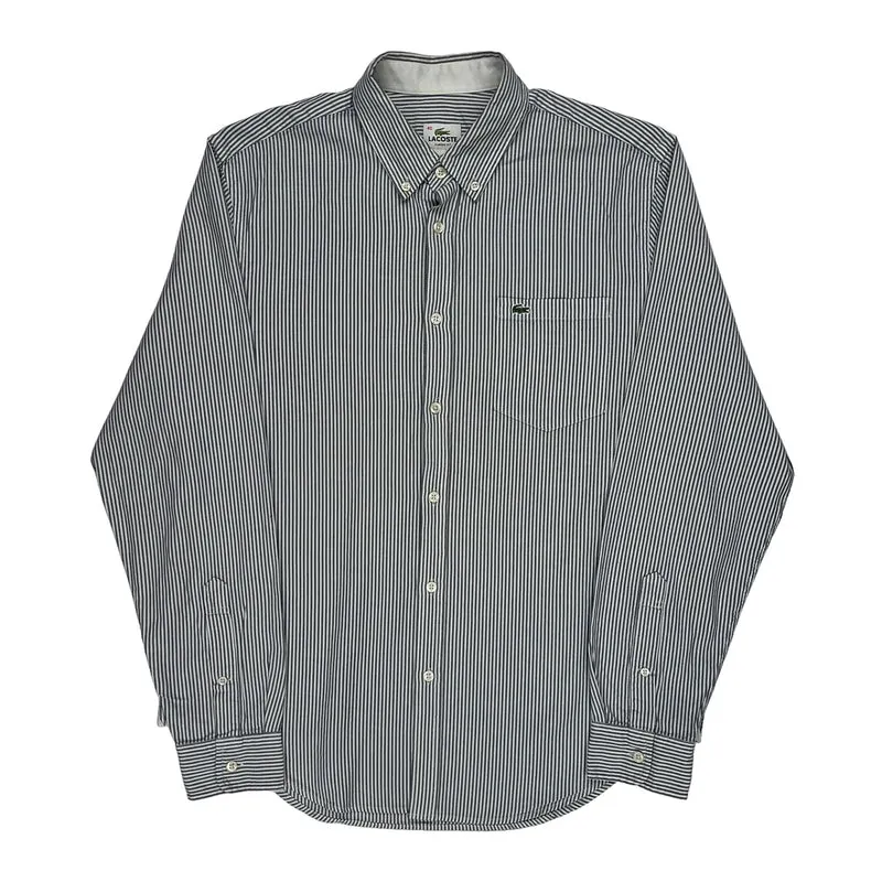Lacoste Striped Shirt - Medium Black & White Cotton