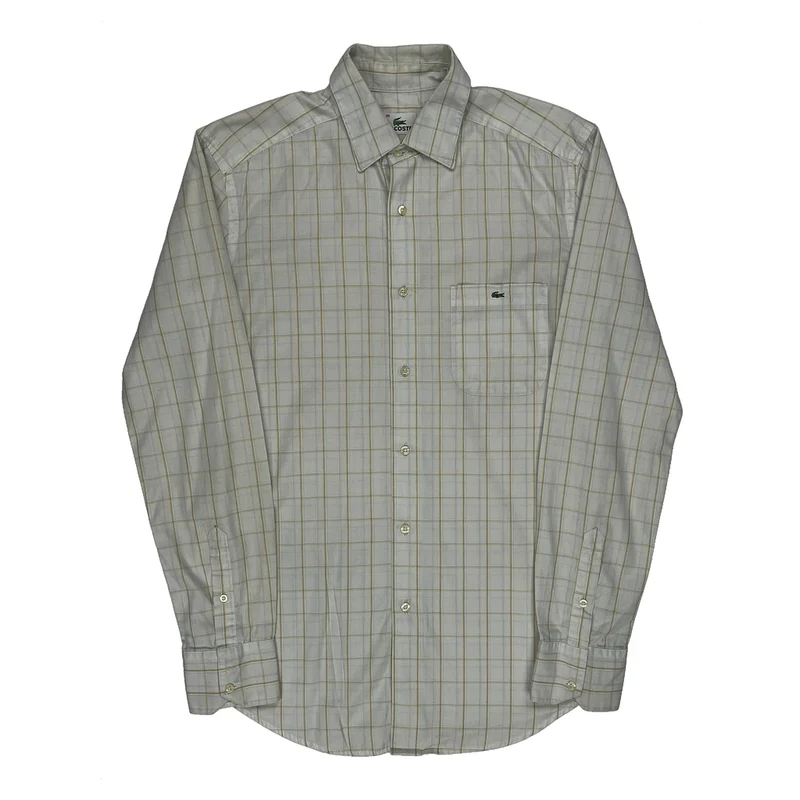 Lacoste Checked Shirt - Small Cream Cotton