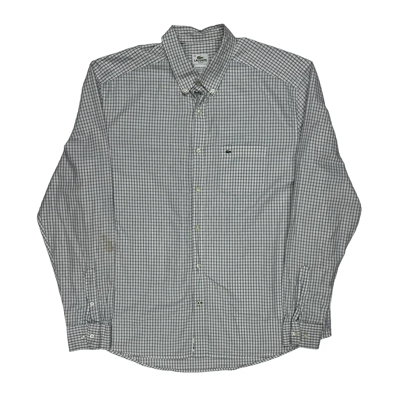 Lacoste Checked Shirt - Large White Cotton