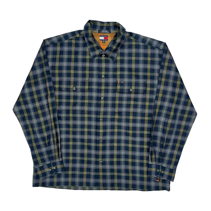 Tommy Jeans Checked Shirt - 2XL Blue Polyester Blend