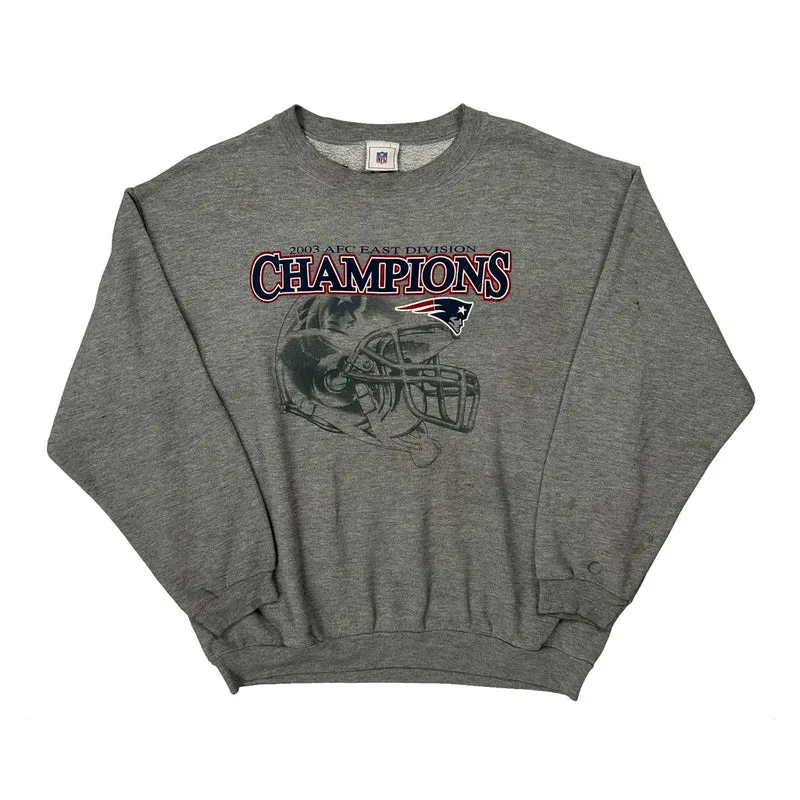 New England Patriots Nfl Football Sweatshirt - Medium Grey Cotton