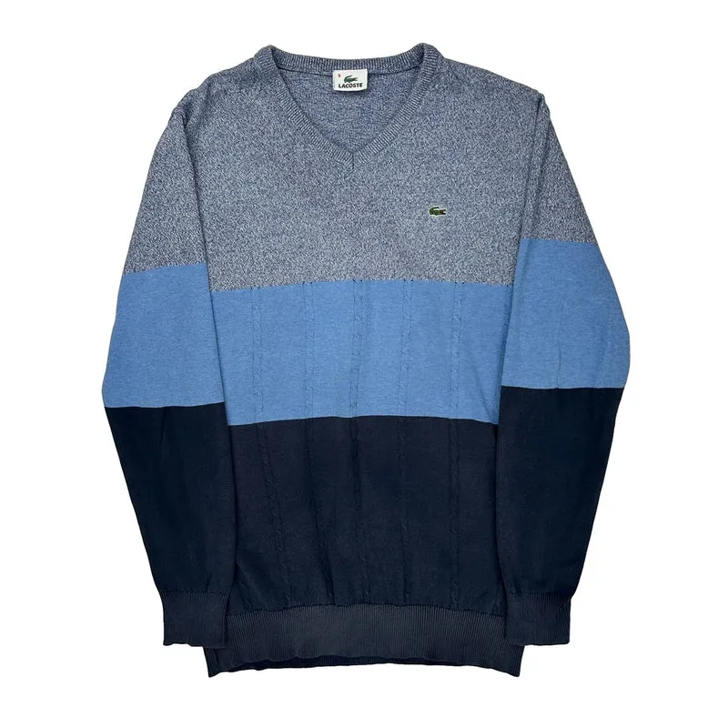 Lacoste Striped Sweater - Small Blue Cotton