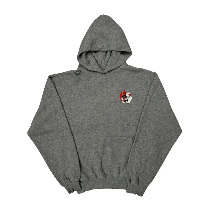 Hockey Graphic Russell Athletic Hoodie - Medium Grey Cotton Blend