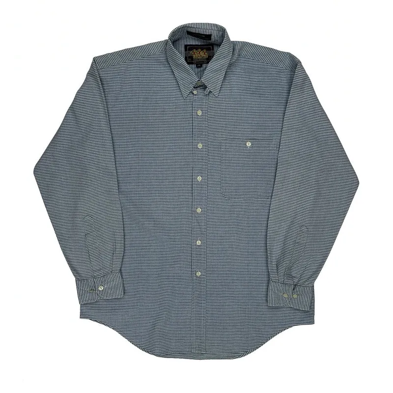90S Made In USA Chaps Ralph Lauren Checked Shirt - Large Blue Cotton