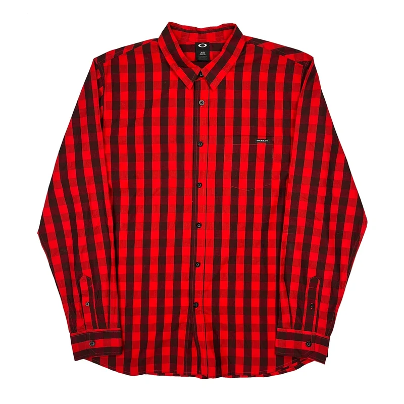 Oakley Checked Shirt - XL Red Cotton