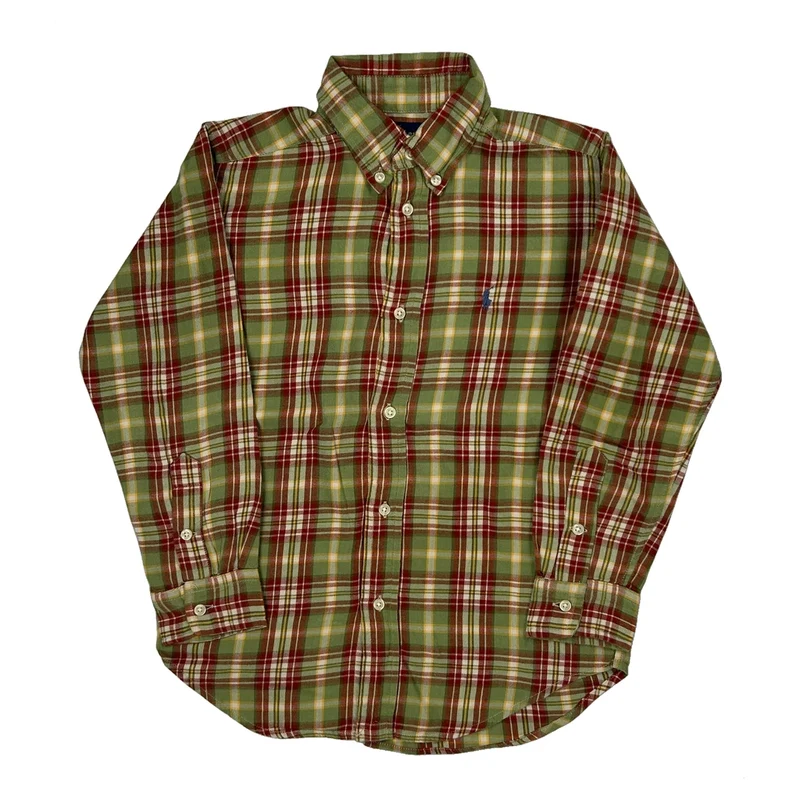 Age 5 Ralph Lauren Checked Shirt - Small Green Cotton