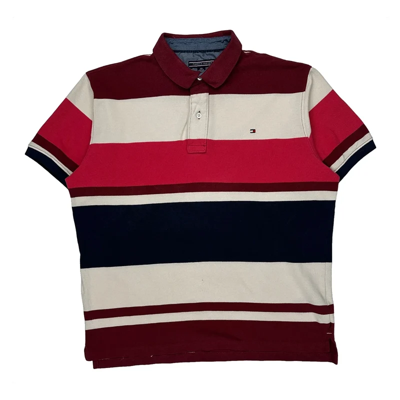 Tommy Hilfiger Striped Polo Shirt - 2XL Multicoloured Cotton
