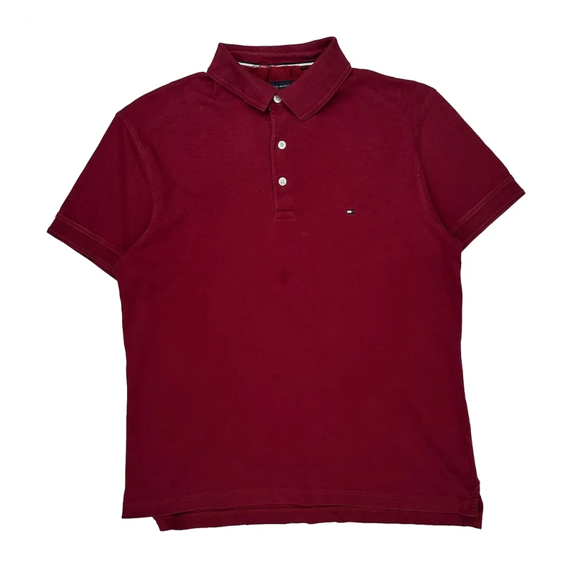 Tommy Hilfiger Slim Fit Polo Shirt - Large Red Cotton