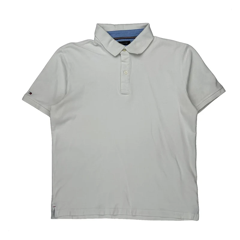 Tommy Hilfiger Polo Shirt - Large White Cotton