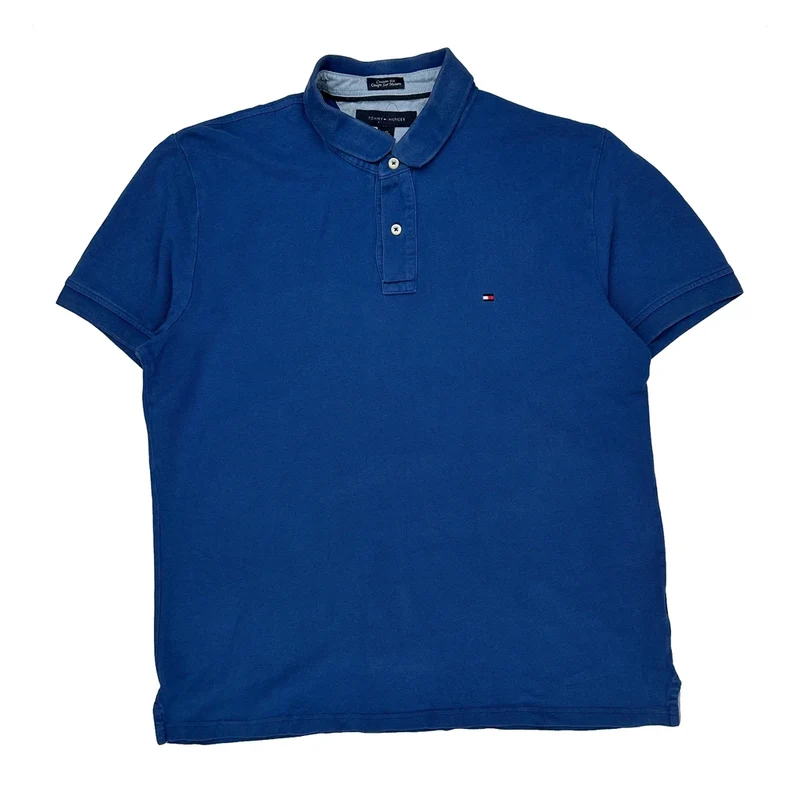 Tommy Hilfiger Polo Shirt - Large Blue Cotton